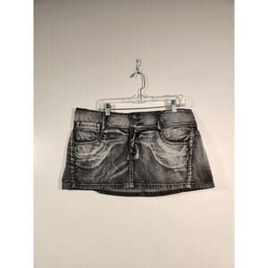 DECREE 100% Cotton Denim Mini Skirt Juniors 13 Black Gray Embellished Studded